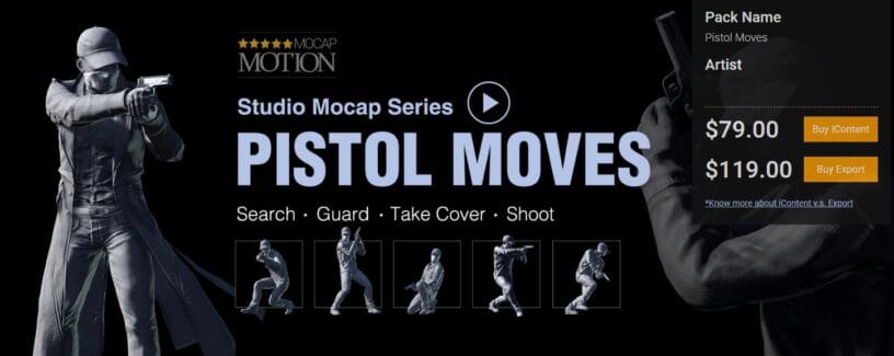 دانلود Studio Mocap – Pistol Moves Pistol Stunts – برای آیکلون