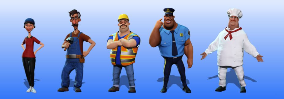 دانلود 3D Models for City Workers: Wendy, Ned, Brody, Maddox, and Jacques