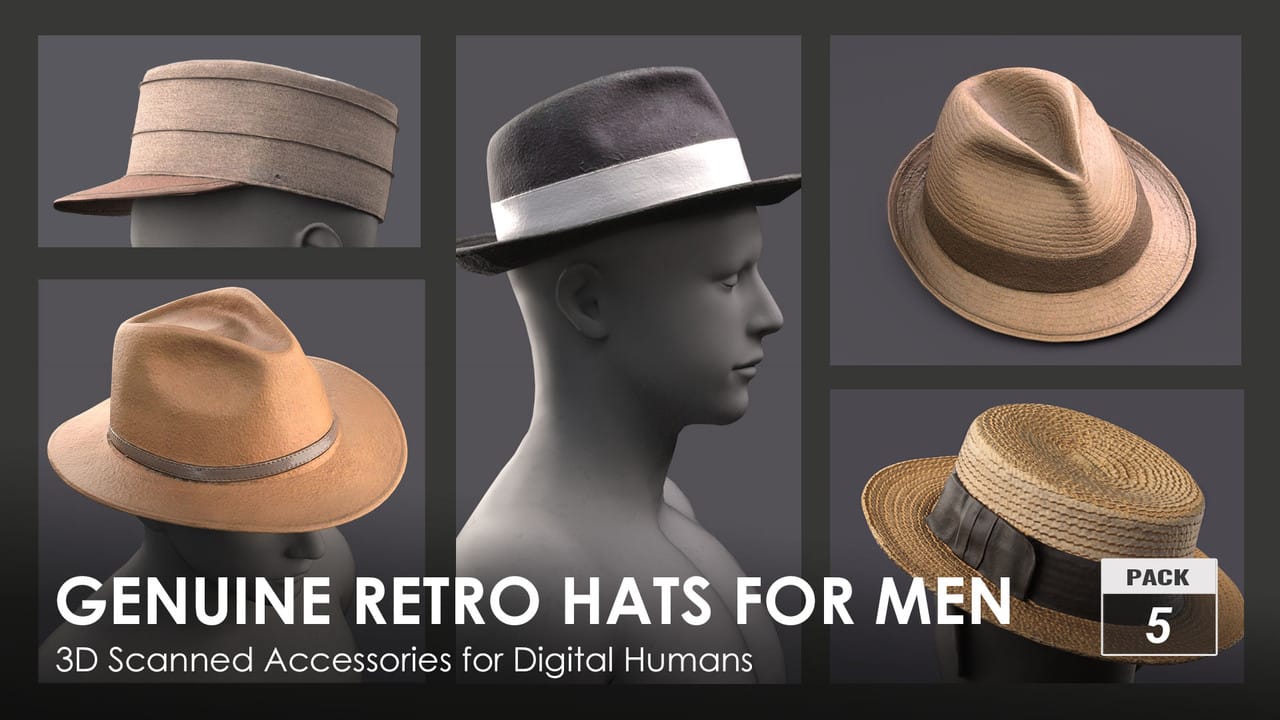 دانلود پک کلاه مردانه Genuine Retro Hats for Men