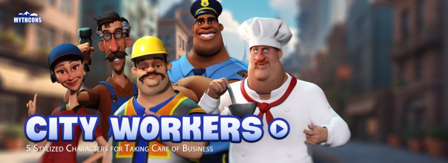 دانلود 3D Models for City Workers: Wendy, Ned, Brody, Maddox, and Jacques